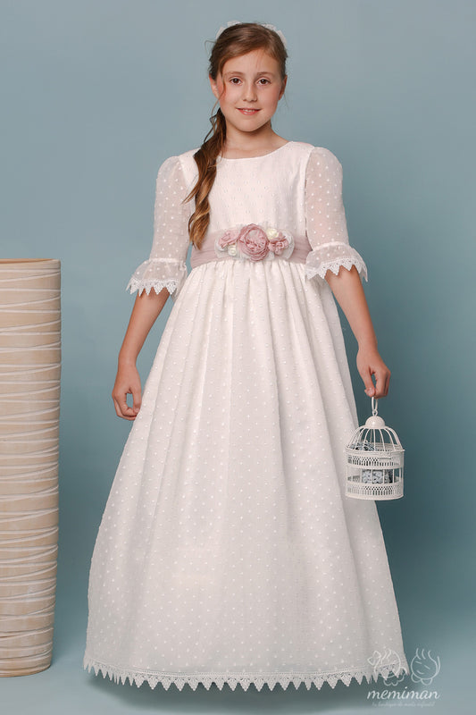 Robe de communion rustique anglaise en batiste LUCRECIA 2027 