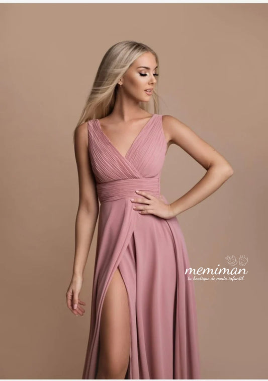 Robe longue en mousseline de soie R1465 
