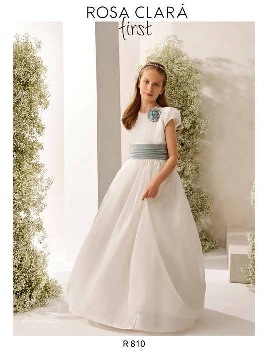 Robe de communion rustique en organza R810 
