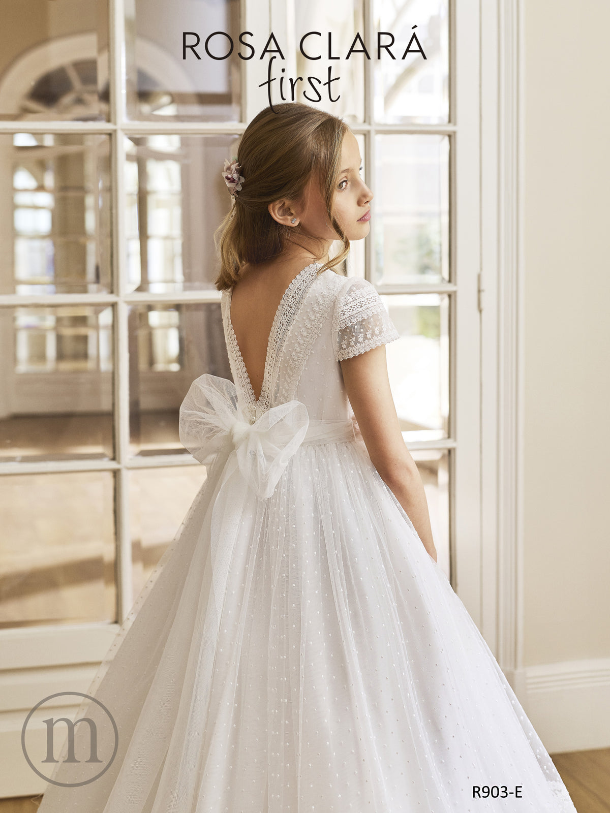 R903 Vestido Comunión Clásico Tul Bodoques
