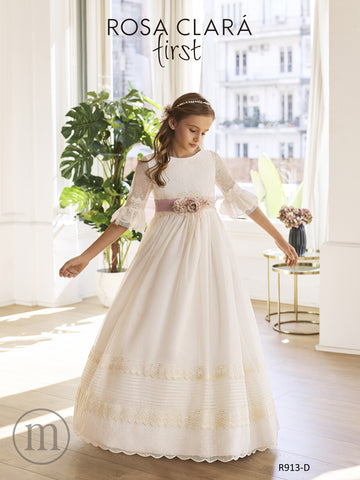 R913 Vestido Comunión Romántico Tul