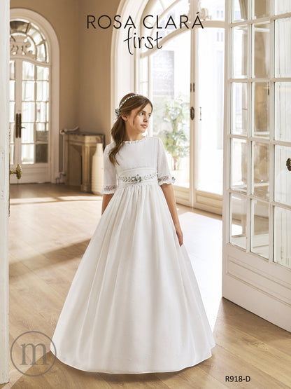 R918 Vestido Comunión Clásico Lino