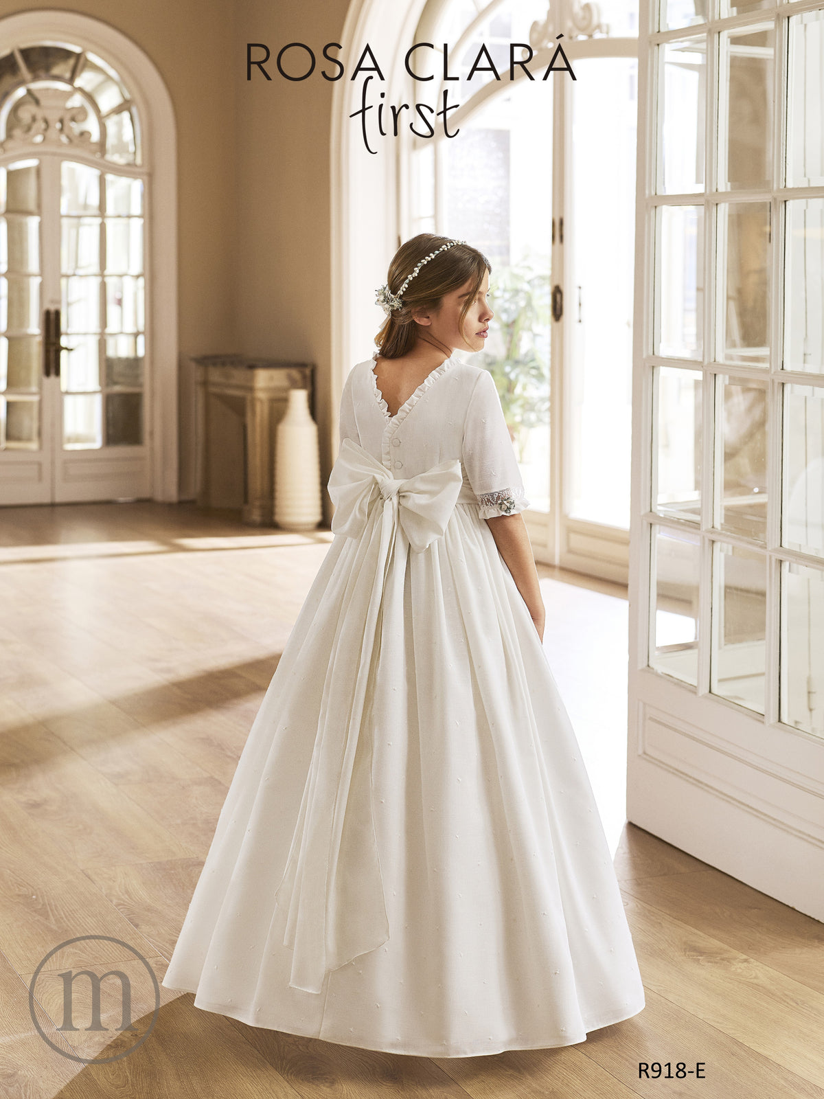 R918 Vestido Comunión Clásico Lino