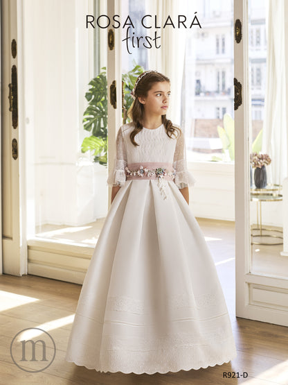 R921 Vestido Comunión Clásico Esterilla