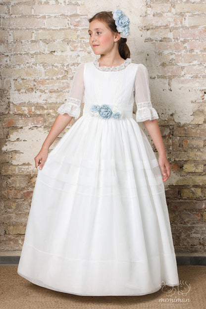 0484 ROCÍO Communion Dress Embroidered Natural Organza 