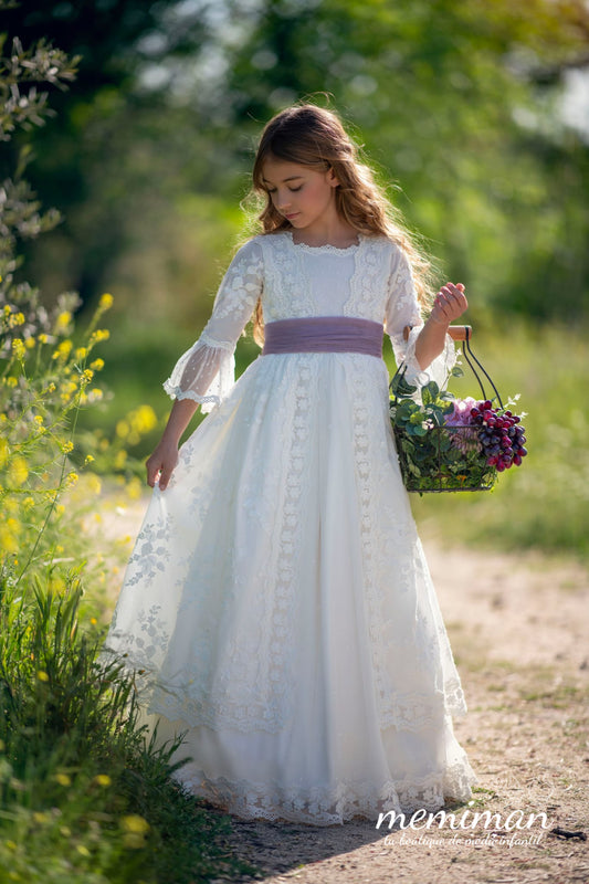 SELENE Vestido comunión tul bordado