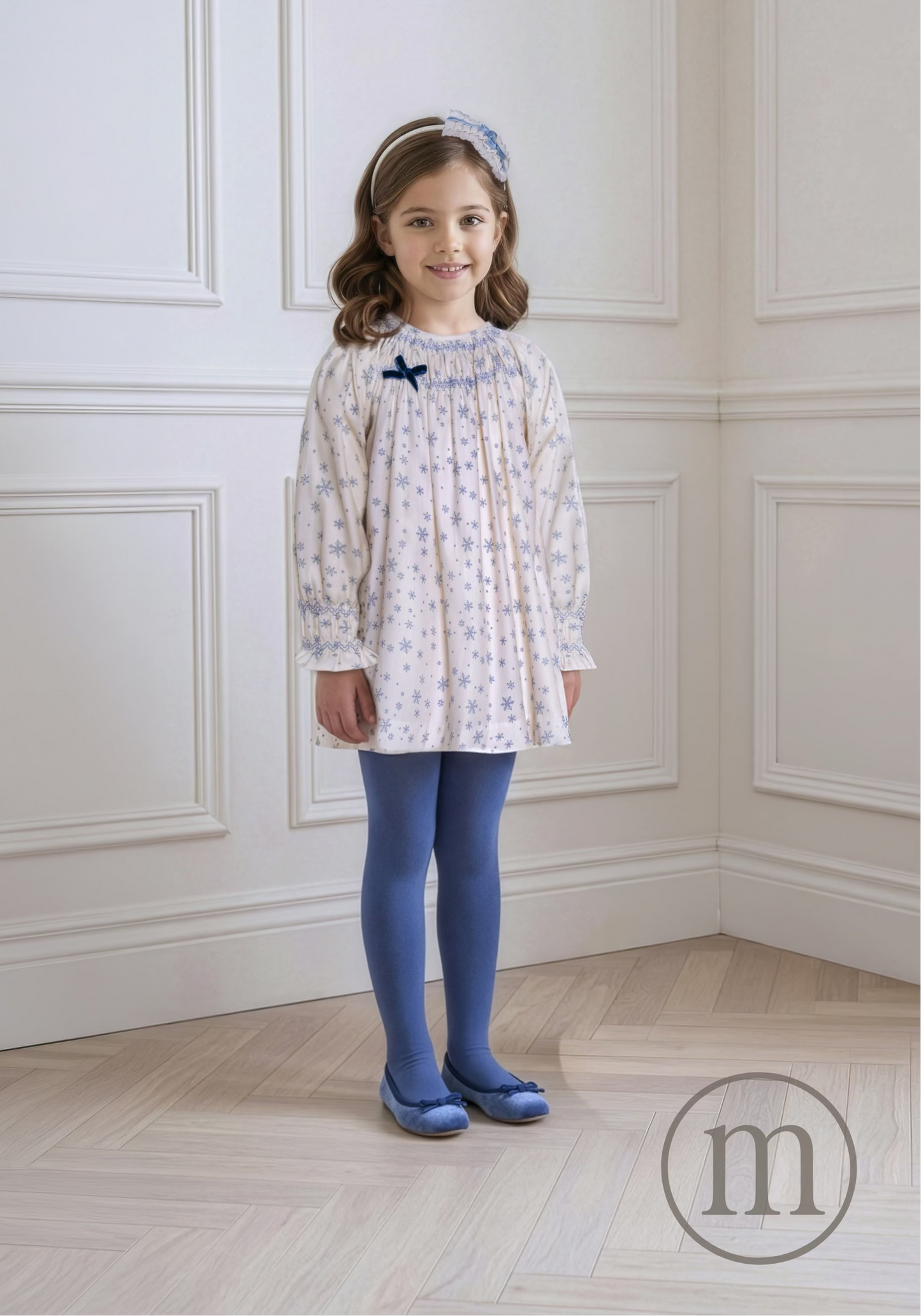 40-0225-V Vestido Infantil Copos de Nieve