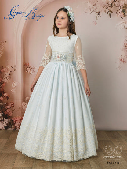 C8918 Vestido Comunión Tul Bordado