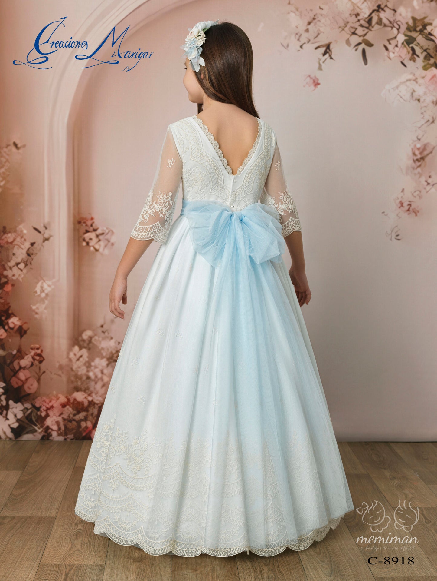C8918 Vestido Comunión Tul Bordado