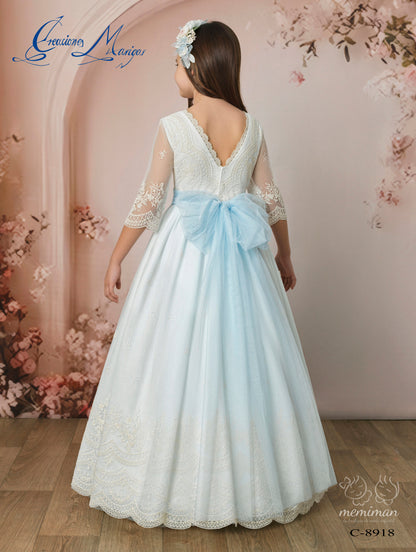 C8918 Vestido Comunión Tul Bordado