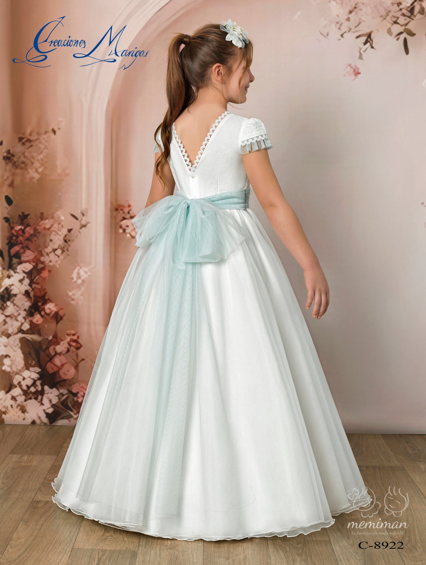 C8922 Embroidered Chiffon Communion Dress 