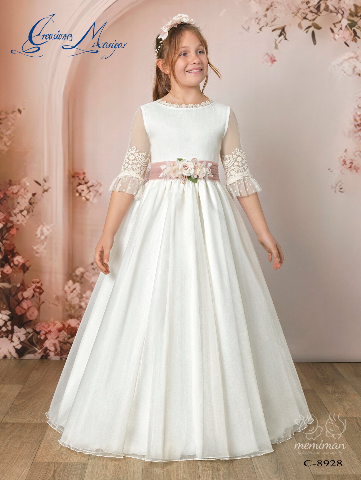 C8928 Vestido Comunión Gasa Capa