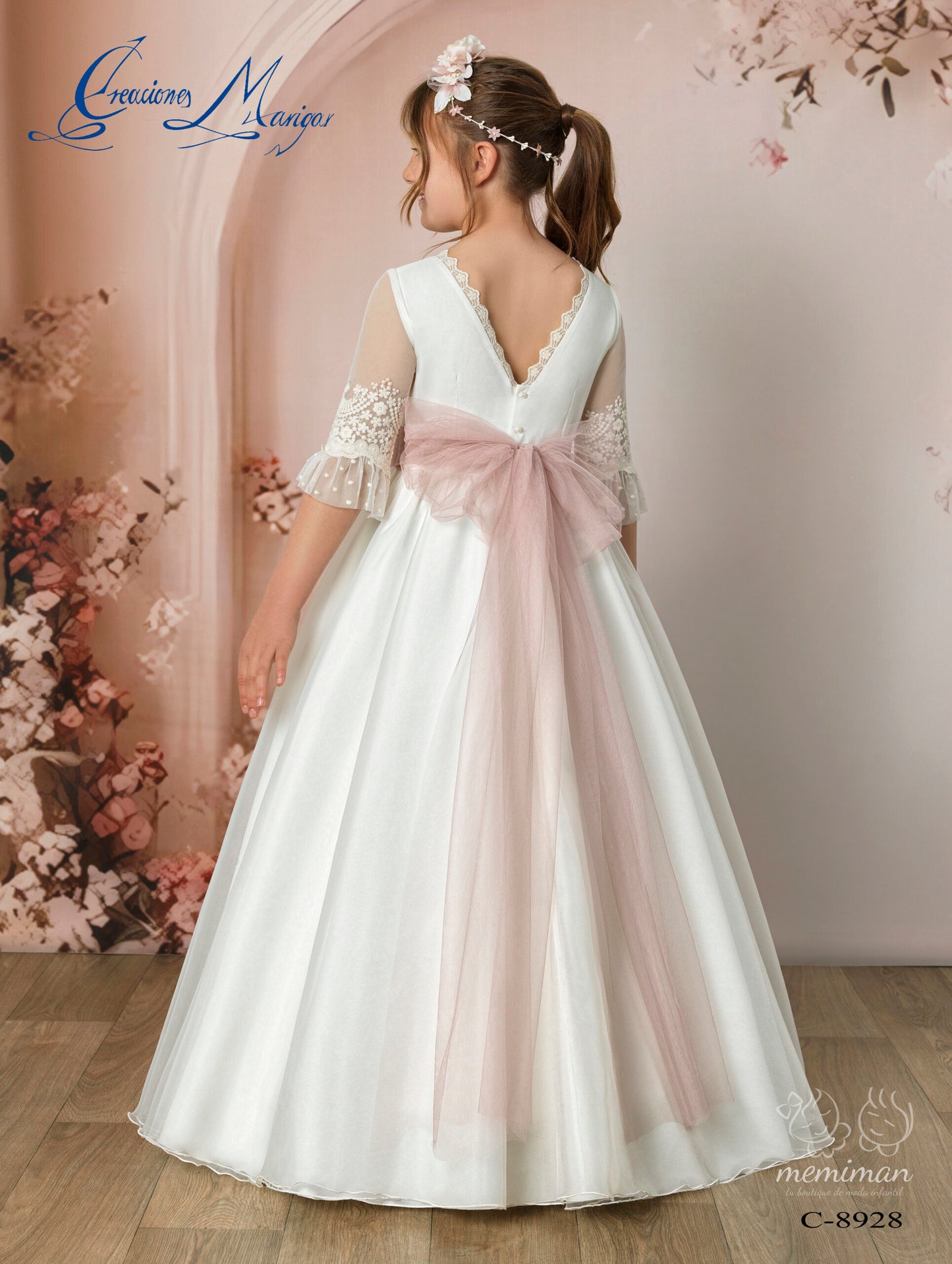 C8928 Vestido Comunión Gasa Capa