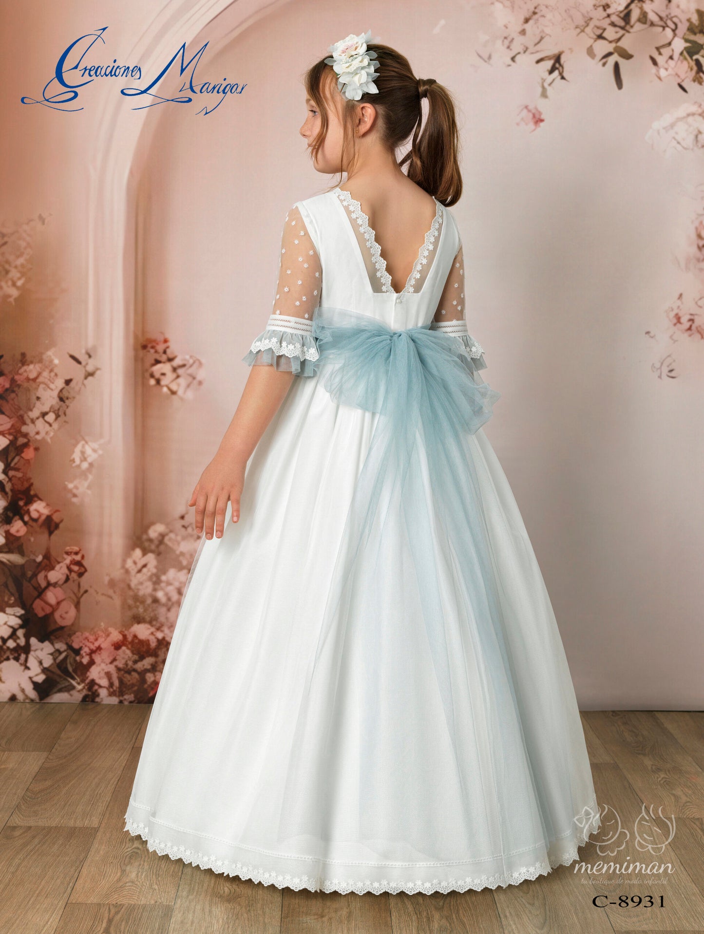 C8931 Vestido Comunión Gasa Bordada