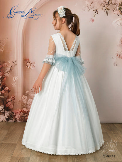 C8931 Vestido Comunión Gasa Bordada