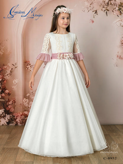 C8932 Vestido Comunión Gasa Capa