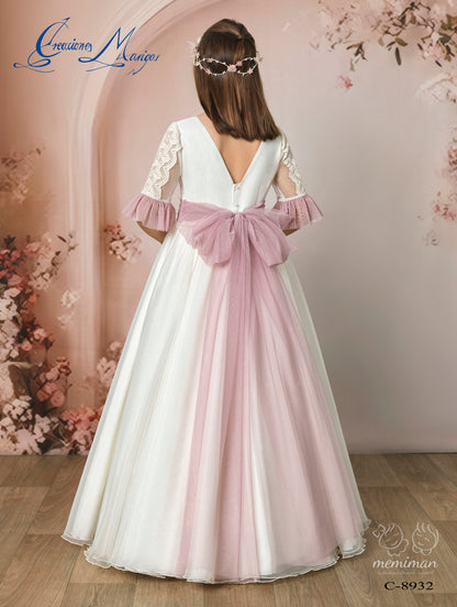 C8932 Vestido Comunión Gasa Capa