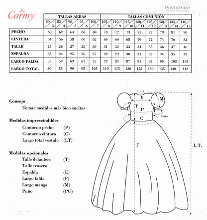 4203 Vestido comunión fantasía organza mate (OUTLET)