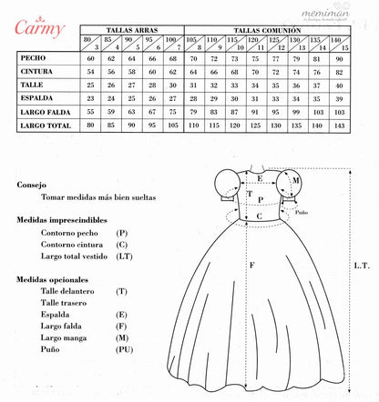 7103 Vestido Comunión Fantasía Tul Topos
