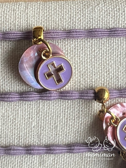 Bracelet élastique croix en nacre