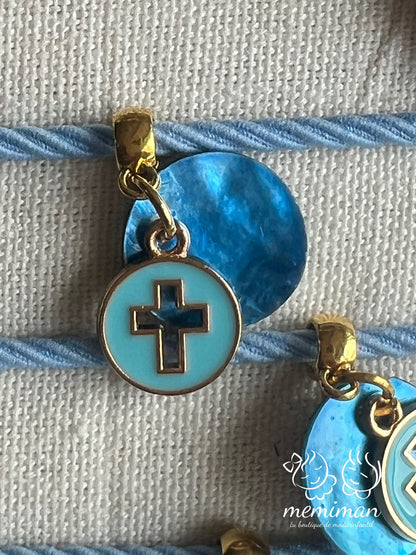 Bracelet élastique croix en nacre