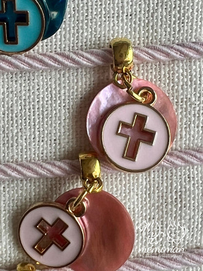 Bracelet élastique croix en nacre