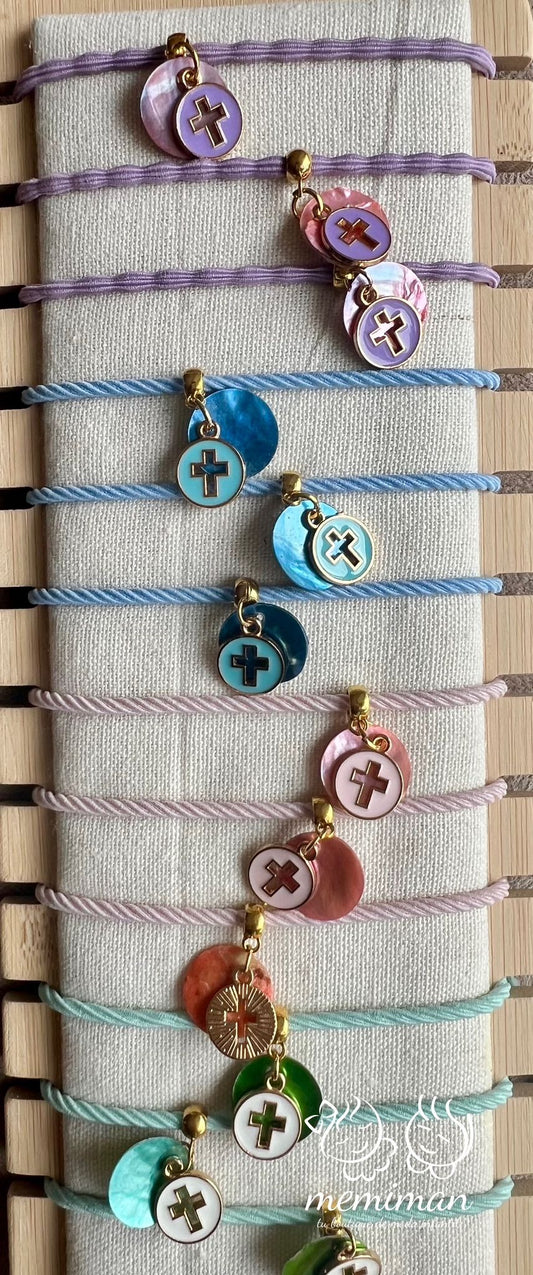 Mother-of-Pearl Cross Elastic Bracelet