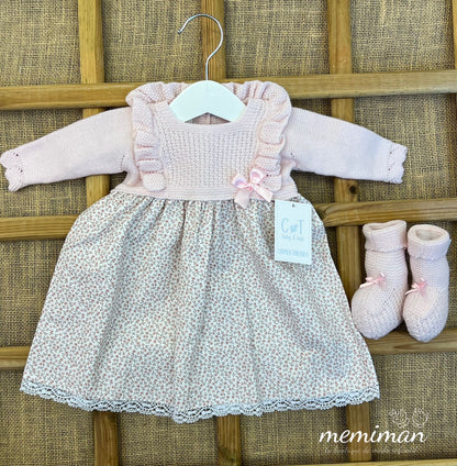 252-9023 Robe en tricot à petites fleurs 