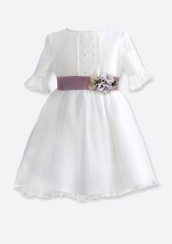 533080MD vestido infantil en tul crudo malva