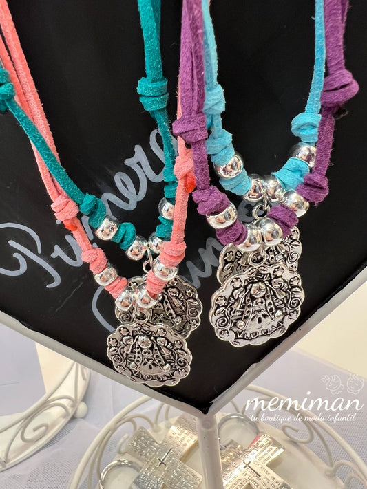 Suede necklace with Virgin